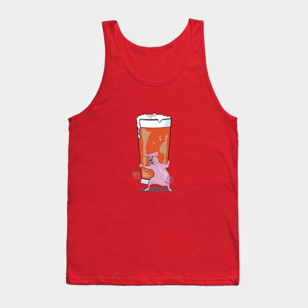 Beer Drinking Pig Tank Top by ByersArtLab